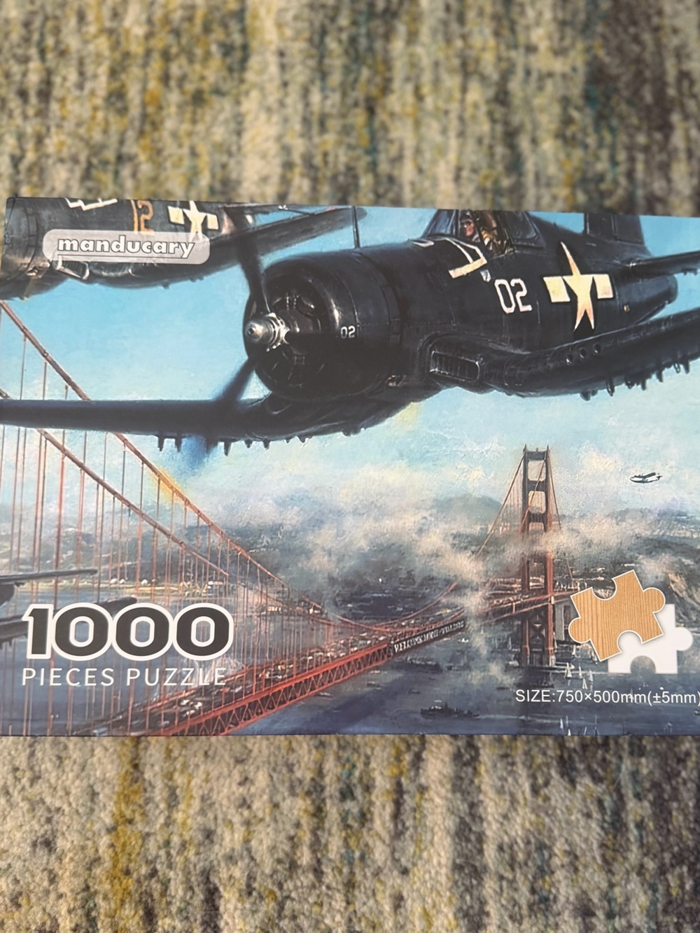 Manducary 1000-Piece Puzzle Golden Gate Bridge & WWII Plane
